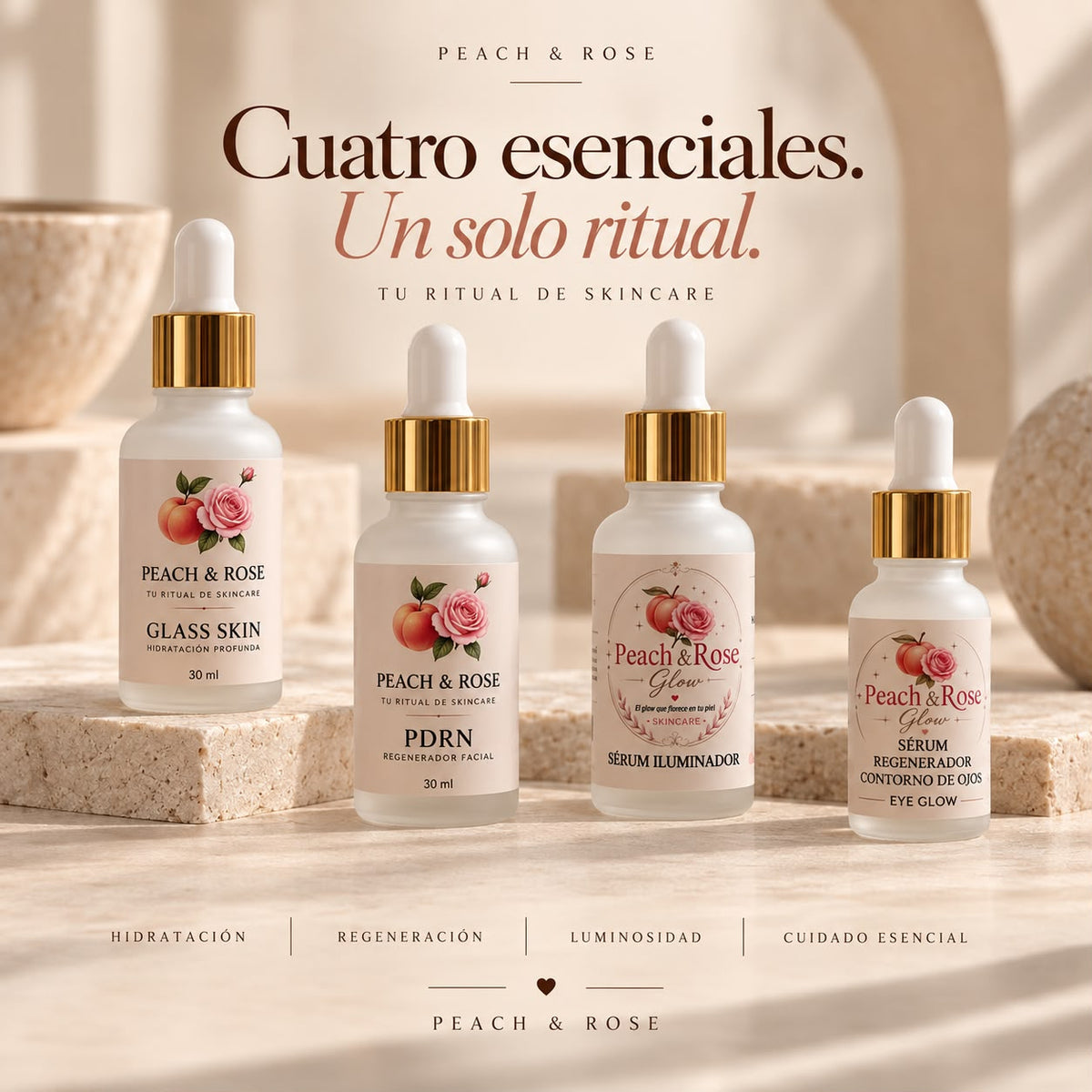Ritual Esencial · Los 4 Sérums Peach & Rose